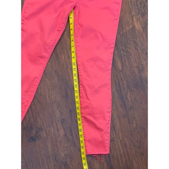 KUT from the Kloth Connie High-Rise Fab AB Ankle Skinny-Raw Hem in Coral Size 4 - Picture 8 of 8